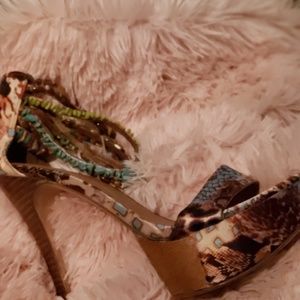 bebe ®️ sandals-Beads,Turquoise & Leopard👡 SZ 7